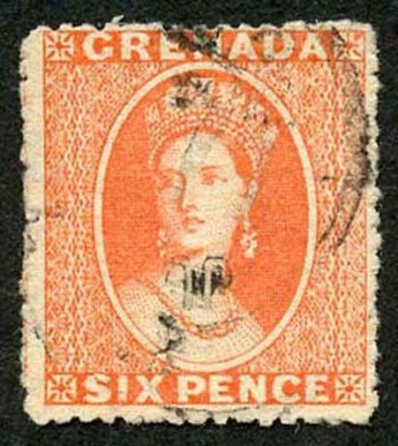 Grenada SG17 6d Deep Vermilion Wmk small Star Intermediate perf 15 Cat 38 pounds 