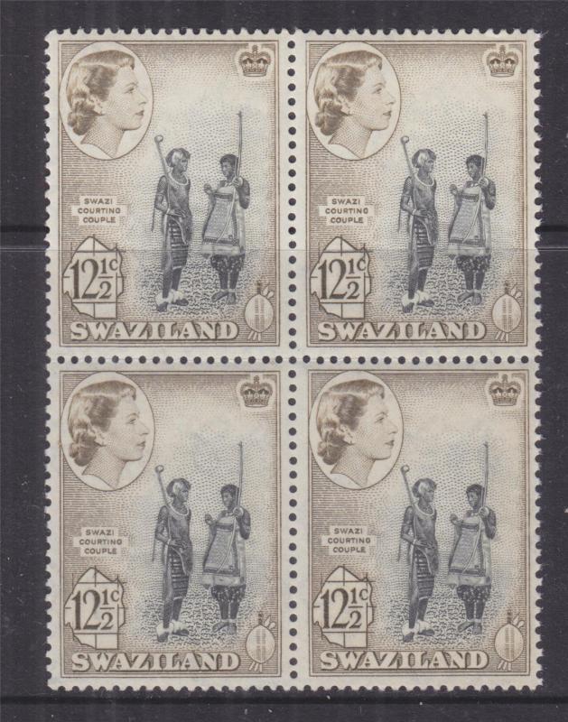 SWAZILAND, 1961 QE 12 1/2c. Courting Couple, block of 4, mnh.