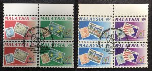 MALAYSIA 1992 125th Anniv of Postage Stamps opt KL '92 SG#487a&489a PAIR CTO