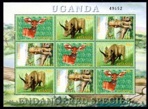 UGANDA 1691 MNH S/S SCV $6.75 BIN $4.00 ENDANGERED SPECIES