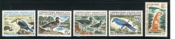 AFARS & ISSAS 1967  FAUNA  #310-314 & #C52 MNH C.V. $91.25