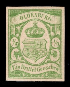 MOMEN: GERMAN STATES OLDENBURG MI #10b IMPERF MINT OG NH BASEL CERT LOT #67610