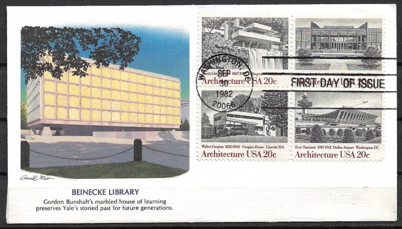 1982 Sc2019-22 Architecture block of 4 FDC