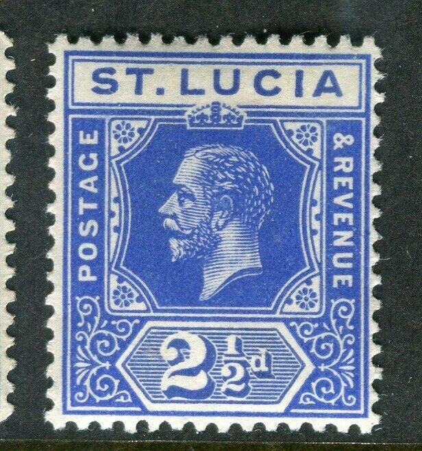 ST.LUCIA; 1912 early GV issue fine Mint hinged Shade of 2.5d. value