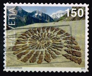 Switzerland 2019,Sc.#1730 used Art and nature: Stone Spiral, Uri