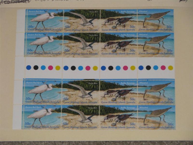 Cocos Island Scott# 337, strips of 4 with Gutter between, hard to find, MNH