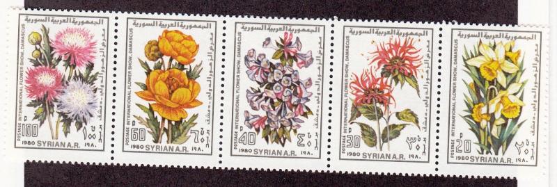 Syria - 1980 - SC 900a - H - Strip of 5 Flowers