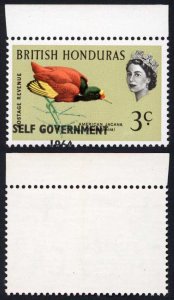 British Honduras SG218 3c with Self Government 1964 Overprint MISPLACED U/M