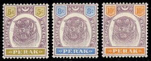 Malaya-Perak Scott# 51-3 Short Set of 3, Mint OG, CV $79 (33887) 