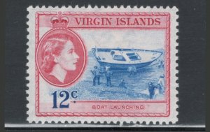 Virgin Islands 1956 Queen Elizabeth II & Boat Launching 12c Scott # 122 MH