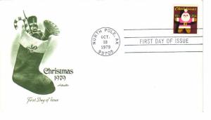 US 1800 15c Christmas Santa Claus on FDC Artmaster Cachet Unaddressed ECV $7.50