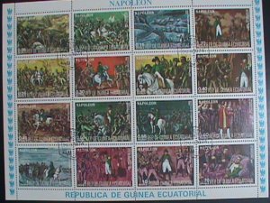 EQUATORIAL GUINEA-1974-HISTORY OF NAPOLEON AND THE BATTLES CTO S/S SHEET