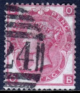 GREAT BRITAIN — SCOTT 49 (SG 103) — 1870 3d QV ROSE — PLATE 6 — USED — SCV $60