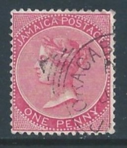 Jamaica #18a Used 1p Queen Victoria - Wmk. 2 - Rose