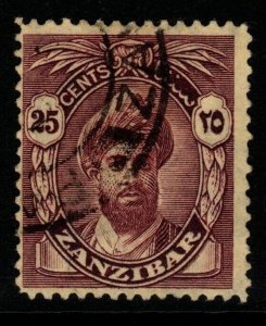 ZANZIBAR SG314 1936 25c PURPLE/YELLOW FINE USED