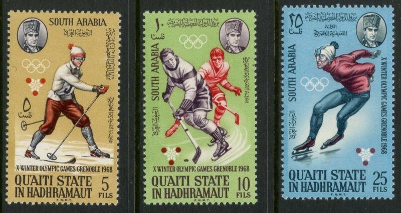 SOUTH ARABIA QU’AITI MI#123-30 1968 Grenoble Olympics Perf Cpl Set OG MNH