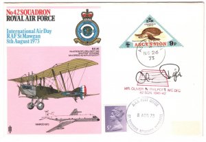 ASCENSION IS RAF FLIGHT Cover PILOT SIGNED 42 Sqn St Mawgan Cornwall 1973 MA1625