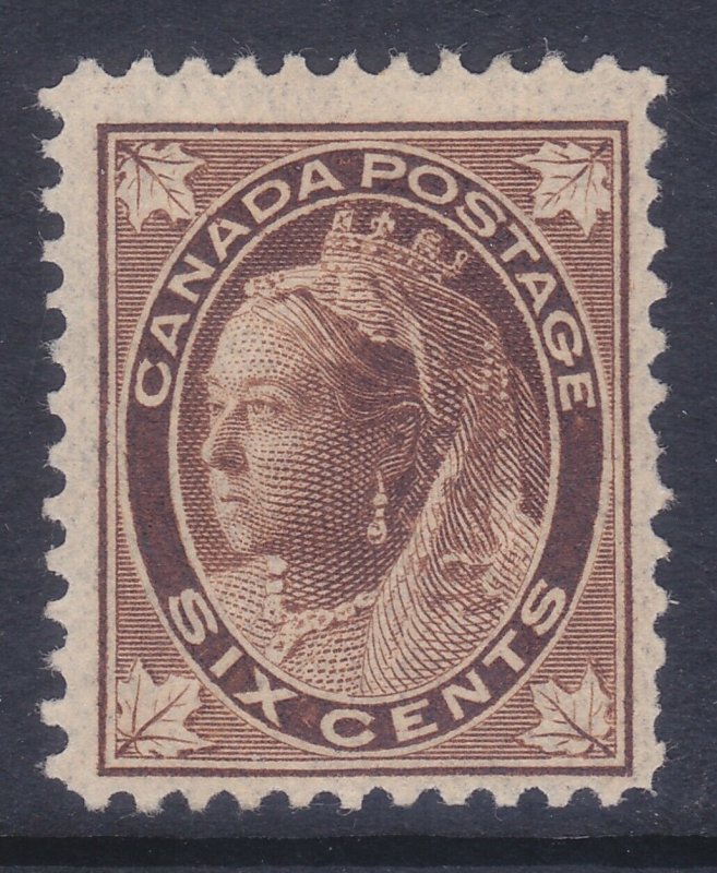 Canada 71 Mint OG 1897 6c Brown Queen Victoria F-VF Scv $140.