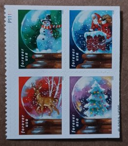 US #5816-19 #5819a (66c) Snow Globes MNH block of 4 plate #P1111 (2023)