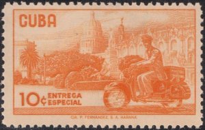 1961 Cuba Stamps Sc E31 View of Havana and Messenger in Motorcycle MNH