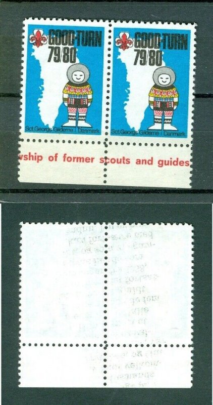 Denmark-Greenland. 1979/80. 2 Poster Stamp Row.Scout. Greenland Map.Greenlender