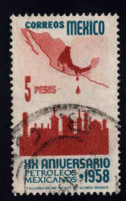 Mexico Scott 904 Used Refinery stamp Map in background