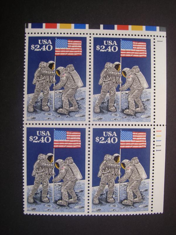 Scott 2419, $2.40 Moon Landing, PB4 #11111 1 UR, MNH Priority Mail Beauty