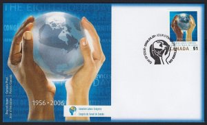 CANADIAN LABOUR CONGRESS = Globe in Hands = Official FDC = Canada 2006 #2149