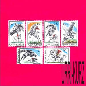 ROMANIA 1992 Nature Fauna Animals Horses Equestrian Sports 6v Sc3736-3741 MNH