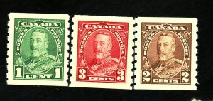 CANADA #228-30 MINT VF OG HR 228 TINY THIN Cat $41