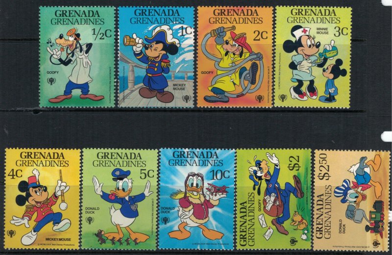 Grenada-Grenadines #350-9* NH  CV $10.50 Disney set & Souvenir sheet