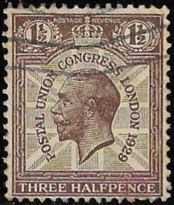 Great Britain 1929 Used Stamp Scott #206 King George V UPU 9th Congress 1 1/2 P