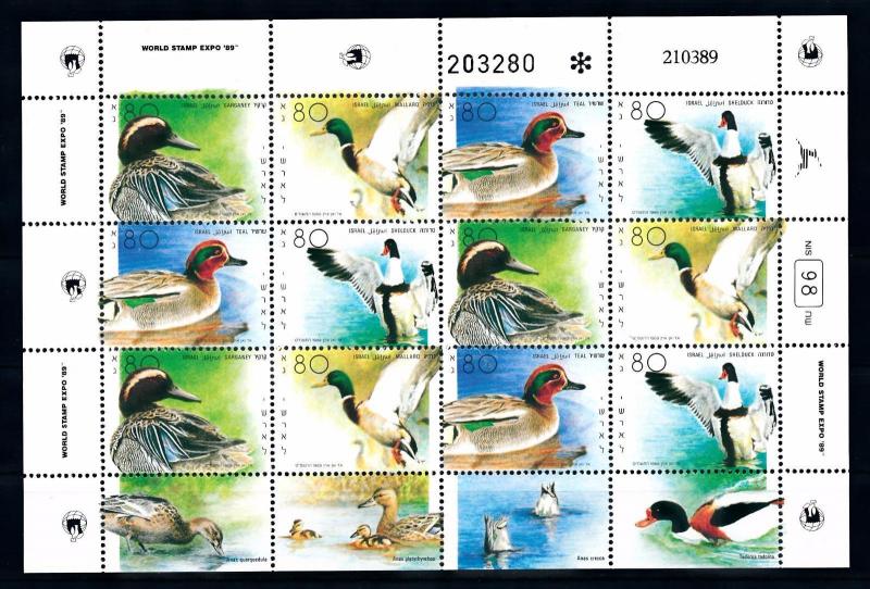 [57367] Israel 1989 Birds Vögel Oiseaux Ucelli Ducks MNH sheet