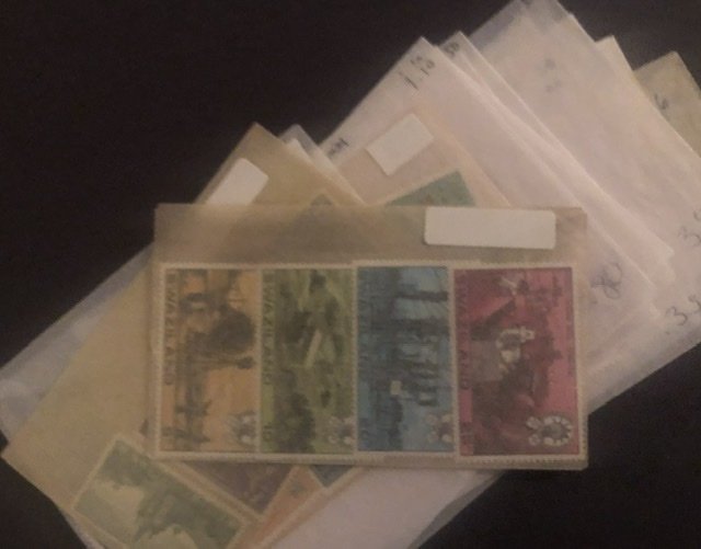 Lot of International Stamps In Glass Scenes Some Have Nice Value