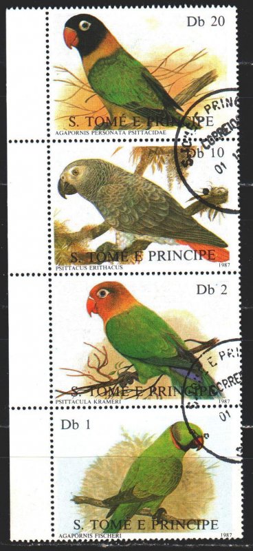 Sao Tome and Principe. 1987. 989-1001 from the series. Parrots, birds. USED.