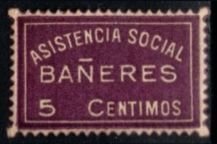 1937 Spain Civil War Charity Poster Stamp 5 Centimos Bañeres Social Assistance