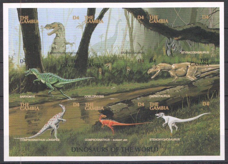 K0919 Imperf Gambia Dinosaurs Prehistoric Animals Fauna 1Kb Mnh