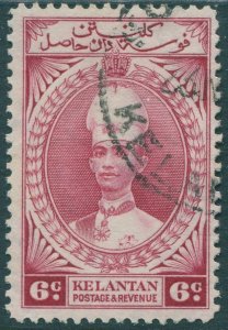 Malaysia Kelantan 1928 SG44 6c lake Sultan Ismail FU