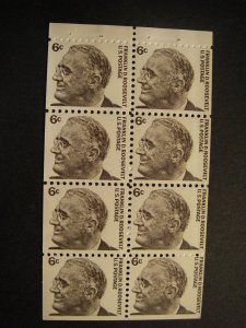 Scott 1284b, 6c Roosevelt, Booklet pane of 8 with tab, MNH Booklet Beauty