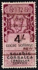 1931 Ireland Revenue 4 Shillings Consular Service Used