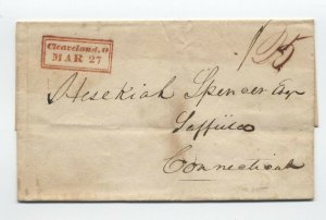 1830s Cleveland Ohio boxed straightline stampless cover [5251.4] 