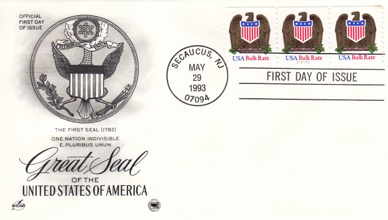 1993, Great Seal of US-Bulk Rate, Artcraft/PCS, FDC (E9212)