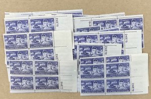 1026   General George S. Patton  WWII  25 MNH  3 cent Plate Blocks   1953