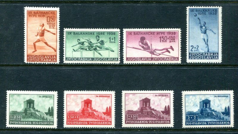 x419 - YUGOSLAVIA 1938-39 Lot of (2) Semi Postal Sets B70-B73 & B98-B101. MNH