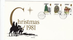 Jersey 1981 Christmas set 3 on FDC