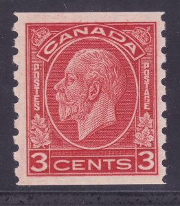 Canada 207 MNH OG 1933 3c Deep Red KG V Coil Perf 8½ Vert XF Choice