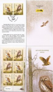 Lithuania 2014 Owls (Tyto alba) Limited edition booklet, 3 sets (5000 ex. only!)