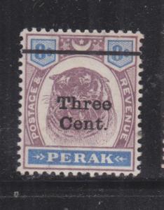 PERAK, Malaysia, 1900 Tiger, Three Cent on 8c. Purple & Ultramarine, lhm.