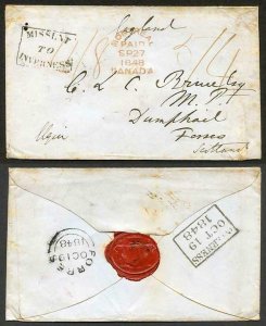 Canada 1848 Quadruple Rate on Missent Cover Ex Pickering