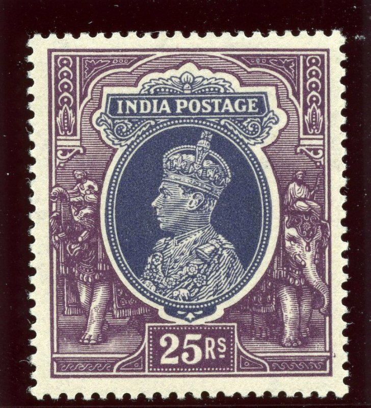 India 1937 KGVI 25r slate-violet & purple superb MNH. SG 264. Sc 167